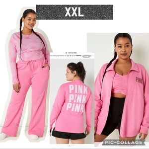 Vs PINK full zip sweatshirt high waist flare pant long sleeve tee dreamy pink